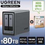UGREEN DXP2800 NASync NAS 2ベイ + 東芝 N300A08-HDWG780UZSVA 3.5インチ内蔵HDD 8TB 7200rpm SATA 6Gb/s セット