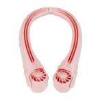 ネッククーラー 扇風機 首かけ扇風機 風量3段階 シズカ ダブルネッククーラー ネックファン 充電式 SHIZKA SZ-2513 サーモンピンク SUZ-HiE