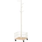 ショッピングハンガー ポールハンガー Mash カゴ付き ハンガーラック 木製 おしゃれ 北欧 収納 ホワイト 白 一人暮らし 新生活 マッシュ ビーワイケージ 弘益 BCPH-380(WH)