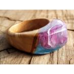 【送料無料】『名入れ』OK！匠の技！天然木レジンの逸品アクセサリー「指輪リング」希望のリングサイズで製作！色違い製作もOK！