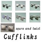 Yahoo! Yahoo!ショッピング(ヤフー ショッピング)カフス カフスボタン カフリンクス メンズ  シルバー ブラック シンプル スクエアー チェック ツイスト 人気  プレゼント メール便   kfs-b-007