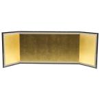 ショッピング15号 アウトレット品 屏風単品 三曲金屏風 15号 ゴールド 黒枠 レトロ アートスタンド26a-ya-0972