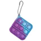 キッズ おもちゃ プッシュポップキーホルダー ミニ バブル  四角1  pu-sq-9 SQUARE BLUE ブルー系