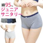 サニタリーショーツ ジュニア ポケット付き 生理用ショーツ 子供 綿素材 ボクサー型 羽根つき対応 メール便送料無料