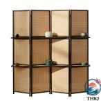 衝立 和風 パーテーション 部屋 間仕切り 4連 天然木 高さ150cm  170cm 180cm 折りたたみ 収納棚付き 丈夫 ついたて オフィス 会議室 使いやすい