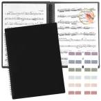 Solf 【ピティナ支部長監修】 楽譜ファイル 書き込める 台紙 譜面 吹奏楽 ピアノ バンド A4 2面 20枚/40ページ (黒?付箋くすみ)