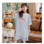 ルームウェア ワンピース キッズ パジャマ ネグリジェ 子供パジャマ 女の子 夏 薄手 半袖 ルームウェア 部屋着 可愛い 寝巻き 110 120 130 140 150