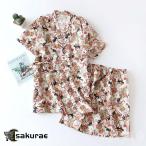 おやすみ甚平パジャマレディース夏綿半袖ダブルガーゼ綿甚平パジャマ桜柄夏入院大人用大きいサイズショットパンツルームサプリ30代40代20代