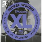 D'Addario エレキギター弦EXL115-3D Blues/JazzR 011-049〔ダダリオ エレキ弦 EXL-115-3D daddario〕〔ゆうパケット対応〕＊