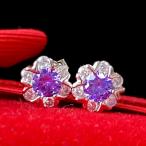 Yahoo! Yahoo!ショッピング(ヤフー ショッピング)レディース ピアス 雪の結晶 アメジスト キュービックジルコニア 人気デザイン （D027）