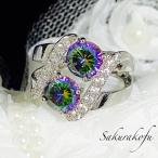 Yahoo! Yahoo!ショッピング(ヤフー ショッピング)即納☆送料無料 人気 おおぶりデザイン レインボートパーズ キュービックジルコニア レディース 指輪 リング（D083）