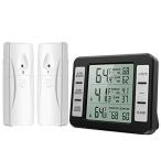 AMIR デジタル温度計 電池式 ワイヤレス 冷蔵庫温度計 大画面 2つの送信機付き 3つのアラームタイム設置可能 最高最低温度 温度傾向図