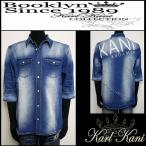 Karl Kani カールカナイ 服 シャツ ストレッチウォッシュ切り替えデニムシャツ ブリーチ Lサイズ 252K1500