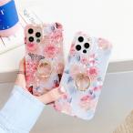 iPhone シリーズ対応 花柄 バンカーリング付 ケース バラ 蝶 かわいい フラワー 韓国 TPUケース 13 Pro ProMax mini 12 11