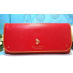 送料無料 サマンサタバサ 牛革 ロゴ入 お花 フラワー モチーフ ビジュー付 かぶせ 長財布 赤 新品 タグ付 ギフト包装無料 開運 金運up シンプル