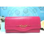 ショッピング楽天ファッション 送料無料 サマンサタバサ ロゴ入 ホース ビット ベルト 牛革 かぶせ 長財布 マゼンダピンク 新品 タグ付 ギフト包装無料 開運 金運up プチチョイス