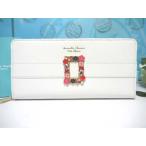 ショッピング楽天ファッション 送料無料 サマンサタバサ フラワーベルト 牛革 ラウンドジップ ファスナー 長財布 白 新品 タグ付 ギフト包装無料 開運 金運up