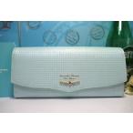 ショッピング楽天ファッション 送料無料 サマンサタバサ キラキラ オーロラ ビジュー付 型押 牛革 かぶせ 長財布 ミント 新品 証明書付 ギフト包装無料 開運 金運up 春財布