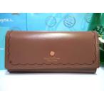 ショッピング楽天ファッション 送料無料 サマンサタバサ ロゴ入 ハート ビジュー 牛革 かぶせ 長財布 ブラウン 茶 新品 証明書付 ギフト包装無料 カード16枚収納 開運 金運up 春財布