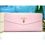 送料無料 サマンサタバサ フラワー ジュエル 型押 牛革 ラウンドジップ ファスナー 長財布 ピンク 新品 証明書付 ギフト包装無料 開運 金運up シンプル 大人女子