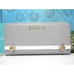 送料無料 サマンサタバサ 牛革 ベルト ビジュー ラウンドジップ ファスナー 長財布 グレー 新品 証明書付 ギフト包装無料 開運 金運up 春財布 サマンサベガ