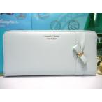 送料無料 サマンサタバサ ラップドリボン 牛革 ラウンドジップ ラウンドファスナー 長財布 ミント グリーン 新品 証明書付 ギフト包装無料 開運 金運up