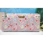 ショッピング楽天ファッション 送料無料 サマンサタバサ 水彩画風 フラワーデザイン 花柄 プリント 牛革 Ｌ字ジップ ファスナー 長財布 ピンク 新品 証明書付 ギフト包装無料 開運 金運up