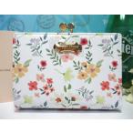 ショッピングサマンサタバサ 送料無料 サマンサタバサ 水彩画風 フラワーデザイン 花柄 プリント 牛革 がま口 口金 折財布 二つ折り財布 折財布 白 新品 証明書付 包装無料 開運 金運up