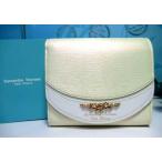 ショッピング楽天ファッション 送料無料 サマンサタバサ ロゴ入 フレンチネイルモチーフ 牛革 二つ折り財布 折財布 ミニ財布 イエロー 新品 証明書付 ギフト包装無料 開運 金運up 春財布