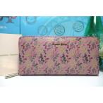 送料無料 サマンサタバサ ロゴ入 牛革 ドライフラワー 花柄 プリント 牛革 ラウンドジップ ファスナー 長財布 マゼンタ 新品 証明書付 ギフト包装無料 開運 金運