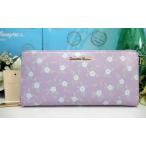ショッピングサマンサタバサ 送料無料 サマンサタバサ ロゴ入 オリジナル フラワー 花柄 プリント 牛革 ラウンドジップ ファスナー 長財布 ラベンダー 新品 タグ付 包装無料 開運 金運up