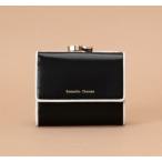 ショッピング楽天ファッション 送料無料 サマンサタバサ ロゴ入 シンプル バイカラー 牛革 外口金 がま口 三つ折り財布 折財布 ミニ財布 ブラック 黒 新品 証明書付 包装無料 開運 金運up