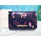 送料無料 サマンサタバサ 限定 ミッキー ミニー 音符 チャーム付 牛革 三つ折り財布 ミニ財布 折財布 ネイビー 新品 証明書付 ギフト包装無料 ディズニー