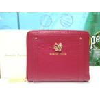 送料無料 サマンサタバサ キラキラ ビジュー付 ロゴ入 牛革 二つ折り財布 折財布 ミニ財布 ワインレッド 新品 証明書付 ギフト包装無料 開運 金運up 春財布