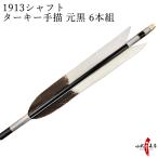 弓道 矢 ターキー 手描 元黒 1913 シャフト 6本組 イーストン 黒シャフト 推奨弓力10kg〜13kg 送料無料 女性 女性向き D-1737