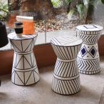 玄関 スツール 屋内 屋外 陶器 花台 フラワーベース トライバル 椅子 おしゃれ 陶磁器 腰掛け かわいい 筒型 円形 高さ45cm 北欧 モダン 一人暮らし 新生活
