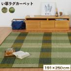 い草 ラグ カーペット ござ 3畳 約 191×250cm おしゃれ ボタニカル モンステラ チェック グリーン 夏 北欧 滑りにくい イグサ ゴザ 抗菌 防臭 安い