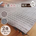 ホットカーペット カバー ヘリンボーンホットカーペット・カバー 〔フランクリン〕 2畳（185x185cm）+ホットカーペット本体セット 洗える 新生活