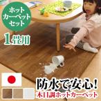ホットカーペット カバー 木目調ホットカーペット・カバー 〔ウッディ〕 1畳用(200x98)+ホットカーペット本体 2点セット 防水 新生活