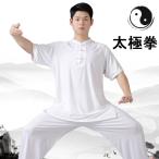 太極拳 半袖 tシャツ シャツのみ 太極拳ウェア 太極拳服 チャイナカラー スリット入り カンフー服 半袖 スポーツウェア 表演服 練習着 全店２点送料無料