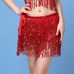 ベリーダンス ヒップスカーフ ダンス衣装 フリンジ スパンコール スカーフ コスチューム スカーフ ダンス教室 ダンス練習着 レッスンウェア 9色 2点送料無料