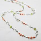 ネックレスマスクチェーンマスクストラップピンク珊瑚淡水真珠さんごサンゴコー...