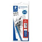 Staedtler ステッドラー マルス ルモグラフ 最高級鉛筆 6本 + 消しゴム  シャープナー セット （並行輸入品）