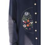 色鮮やかなお花刺〓カーディガン ニット カーディガン セーター トップス 長袖 花柄 体型カバー  小花柄 女子会 ネイビー 紺 ボタン レディース カジュアル