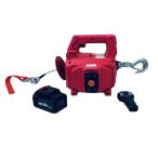 ショッピング電動 【三方良し】 コードレス電動ウインチ450kg ワイヤーロープ12ｍ付 DC18Vバッテリー駆動式 ポータブル牽引 ブラシレスモーター550Ｗ 2速形 ワイヤレスリモコン付