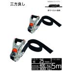 三方良し 2本セット 新型 ラチェット式ベルト荷締機 エンドレスタイプ 幅25mm 5m 破断荷重800kg 新タイプ荷締機ベルト収納式 ラッシングベルトエンドレス 荷締機