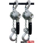 アルミ合金 2台セット  レバーホイスト 750kg 0.75ton 1.5m シルバー チェーンホイスト 荷締め機 チェーンガッチャ チェーンブロック レバーブロック ガッチャ