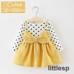  One-piece туника длинный рукав ребенок baby Kids девочка женщина поддельный Layered накладывающийся надеты способ flair лента полька-дот точка ob длинный шея весна осень 