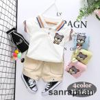  выставить верх и низ в комплекте baby Kids ребенок одежда рубашка-поло с коротким рукавом шорты укороченные брюки талия резина медведь мужчина девочка передний кнопка casual 