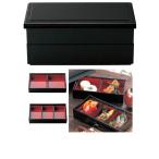 【代引不可】【ABS樹脂】【松花堂】8.5寸1/2無地松花堂　黒 内黒  蓋１・親2段＆1/2松花堂用内朱天黒角仕切2個　1/3仕切3個　商品番号：2-537-1-2-11-12